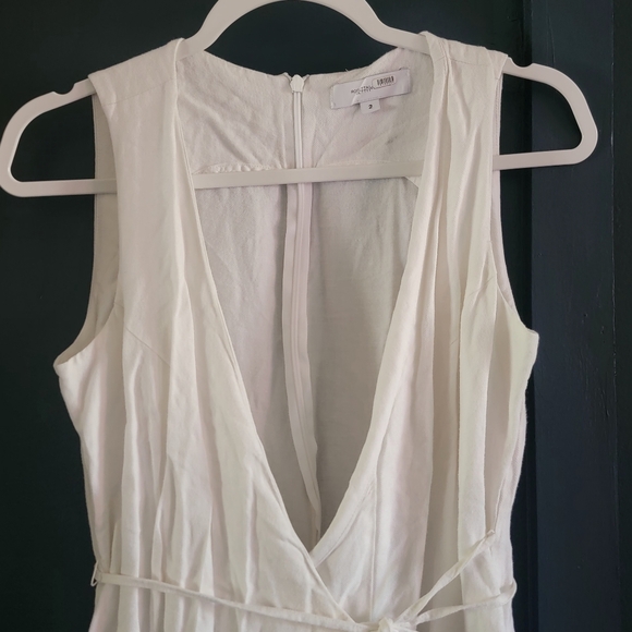 Rosetta Getty White‎ Sleeveless Wide Leg Linen Blend Cropped Apron Wrap Jumpsuit - Picture 7 of 16